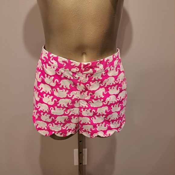 Lilly Pulitzer Buttercup Pink Tusk in Sun Elephant Scalloped Hem Shorts - Picture 3 of 9
